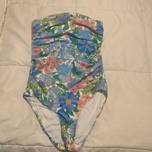 J. Crew strapless one piece in floral design